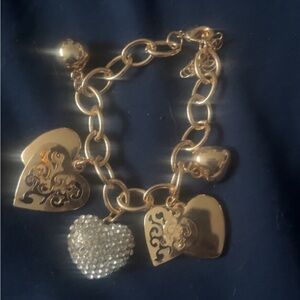 Gold Heart Charm Bracelet